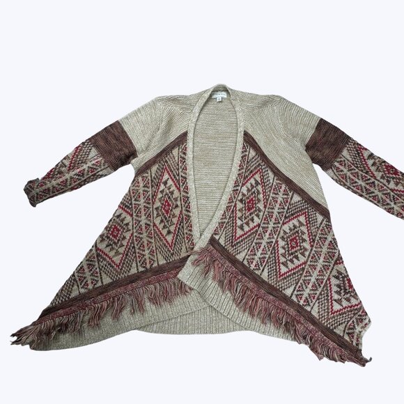 Lucky Brand Women's Open Cardigan Aztec Pattern Size Small Long Sleeve - Picture 2 of 10